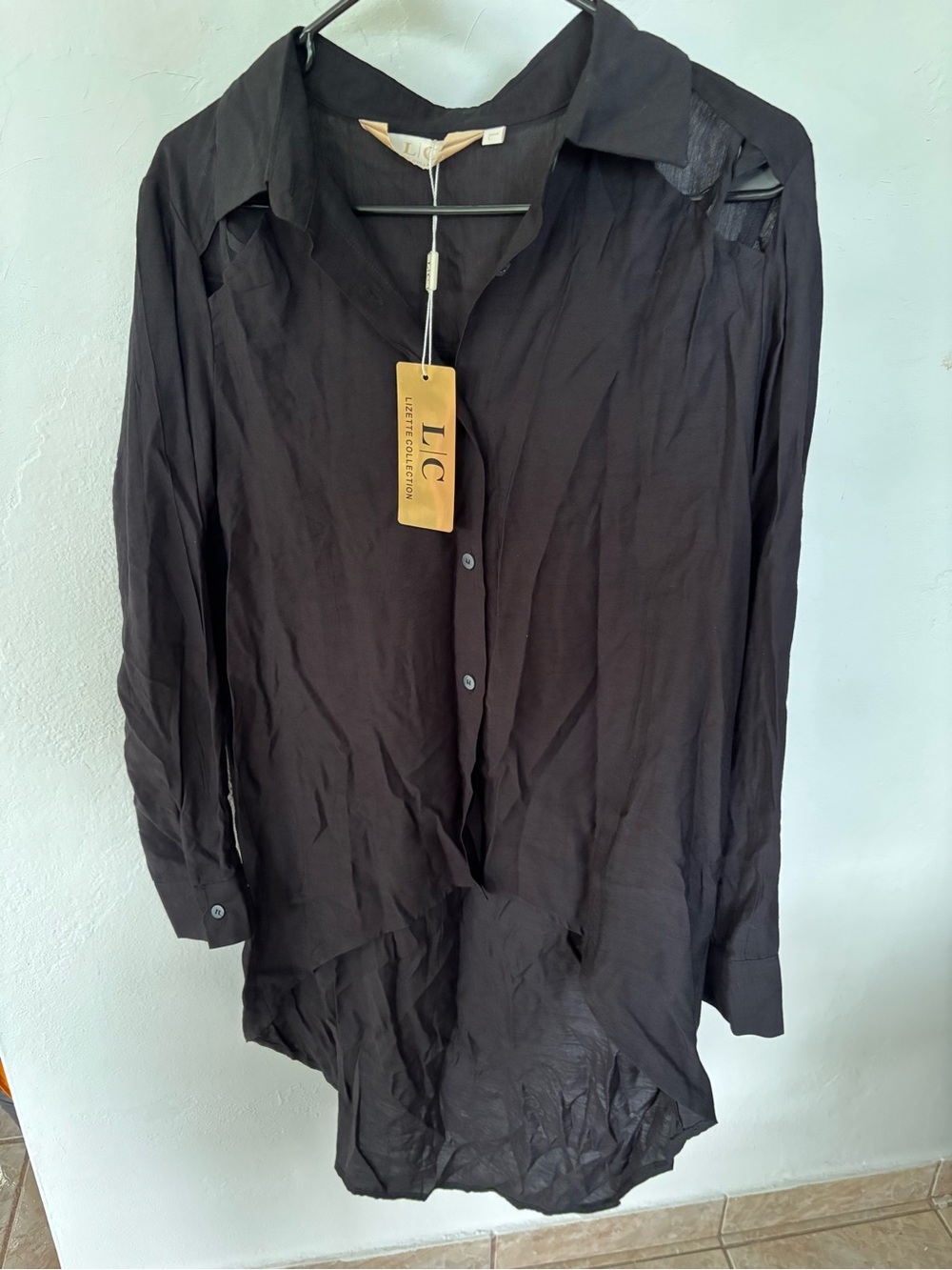 Women’s Black Button-Down Tunic Shirt